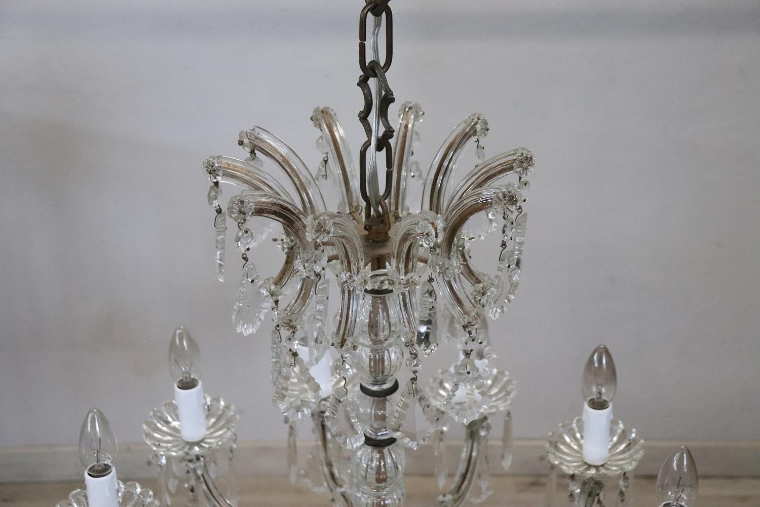 Late 19th Century 19th Century Italian Bronze and Crystals Antique Chandelier