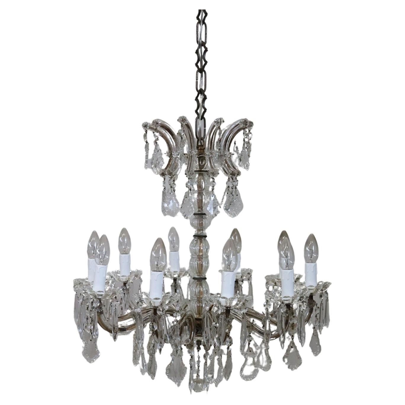 19th Century Italian Bronze and Crystals Antique Chandelier