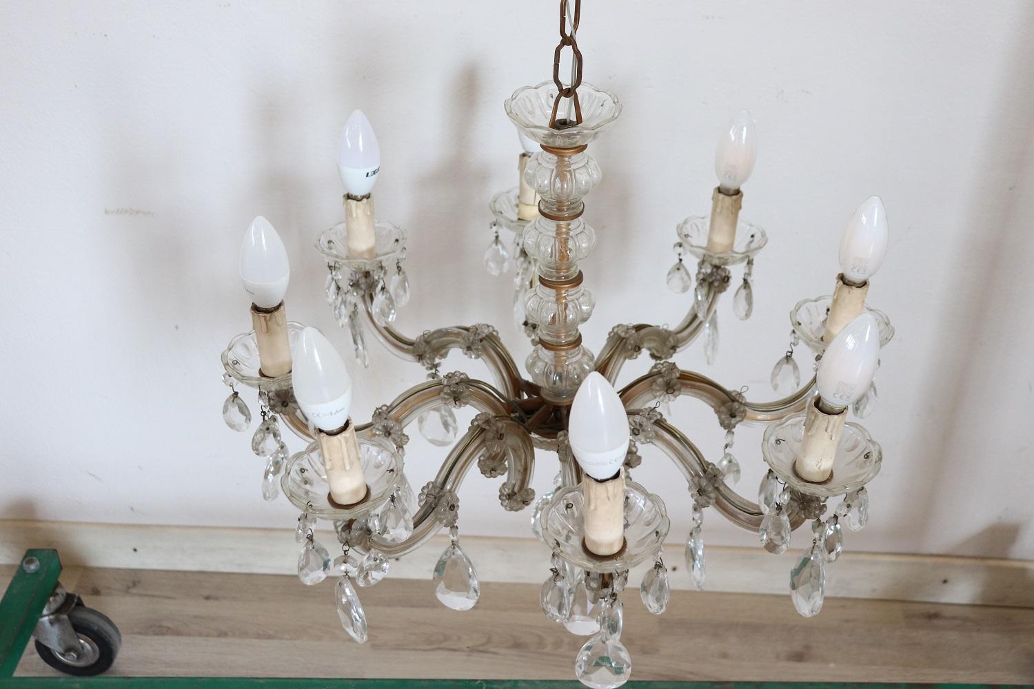 19th Century Italian Bronze and Crystals Chandelier In Good Condition For Sale In Casale Monferrato, IT