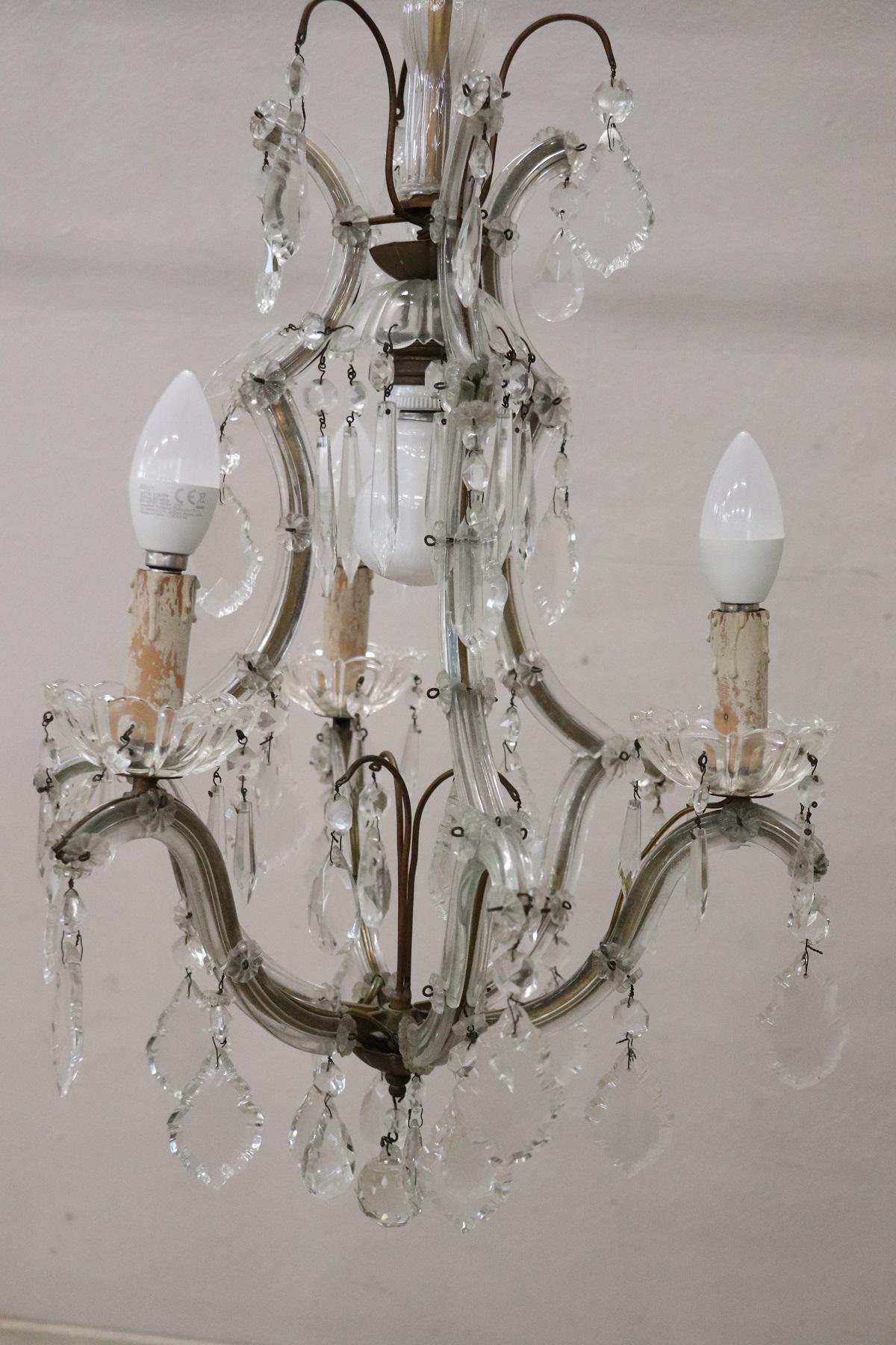Late 19th Century 19th Century Italian Bronze and Crystals Chandelier