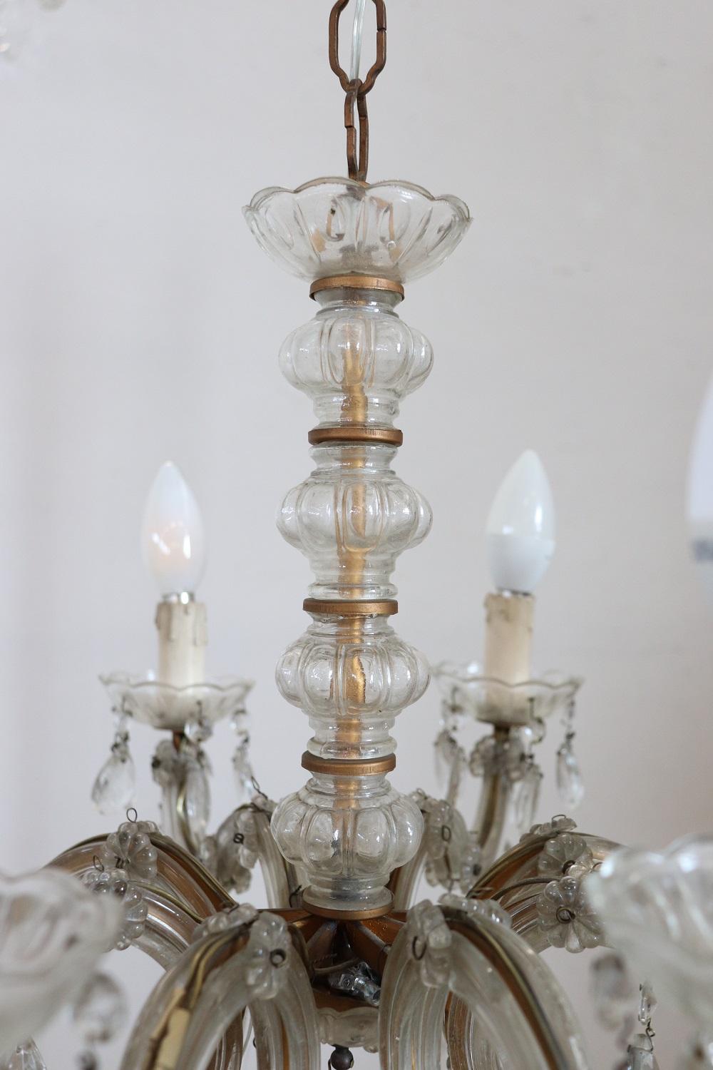Late 19th Century 19th Century Italian Bronze and Crystals Chandelier For Sale