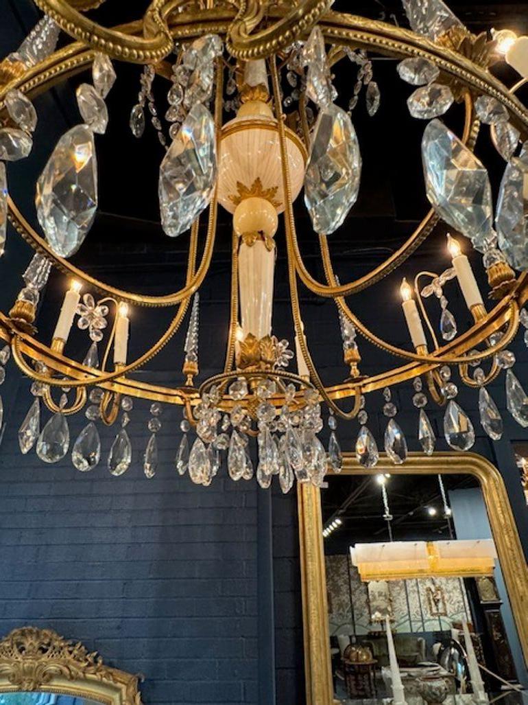 19th Century Italian Bronze, Bone and Crystal Chandelier For Sale 2