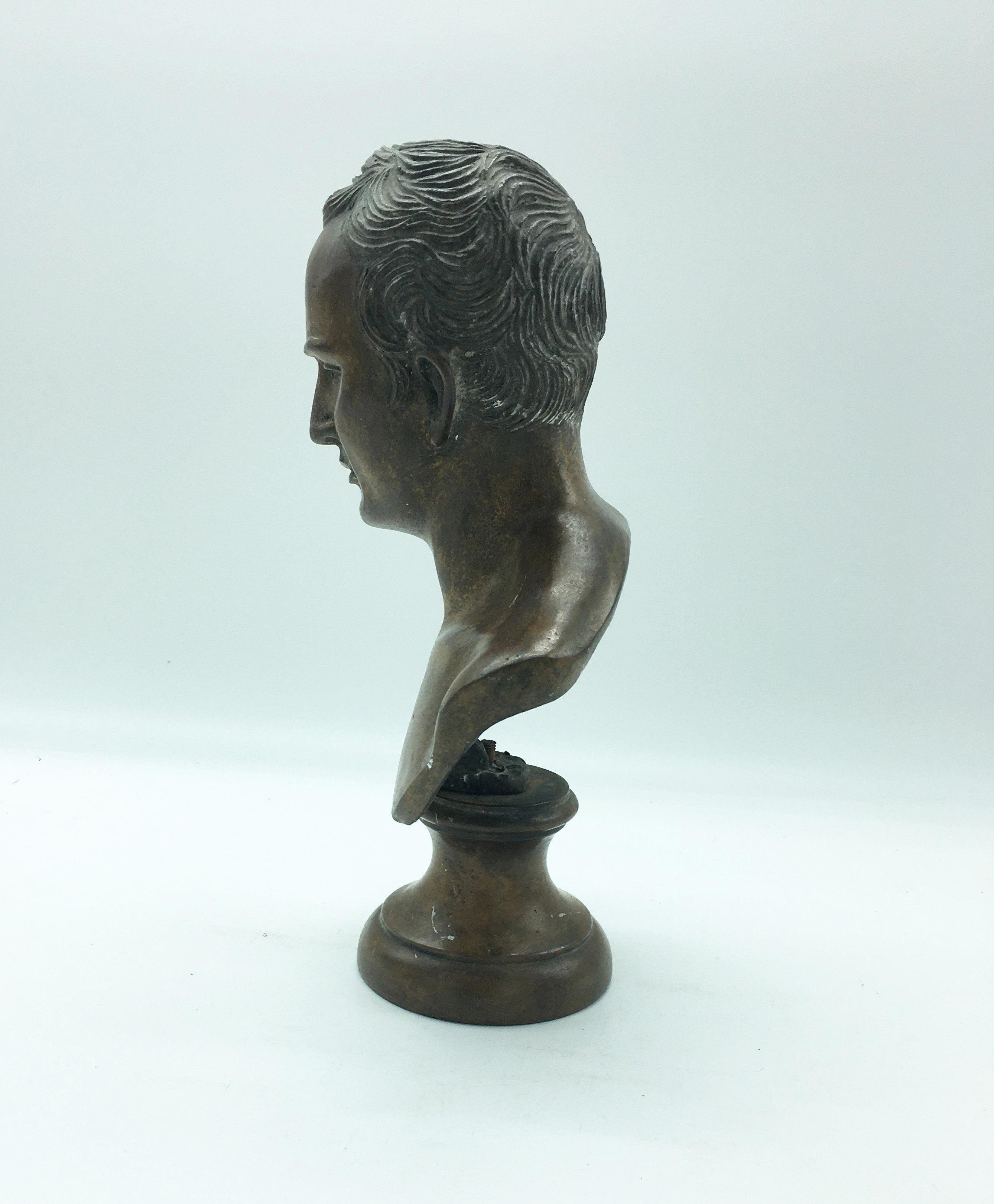 19th century Italian little bronze bust of Roman Senator Cicero.