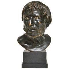 19th Century Italian Bronze Bust Study of Seneca