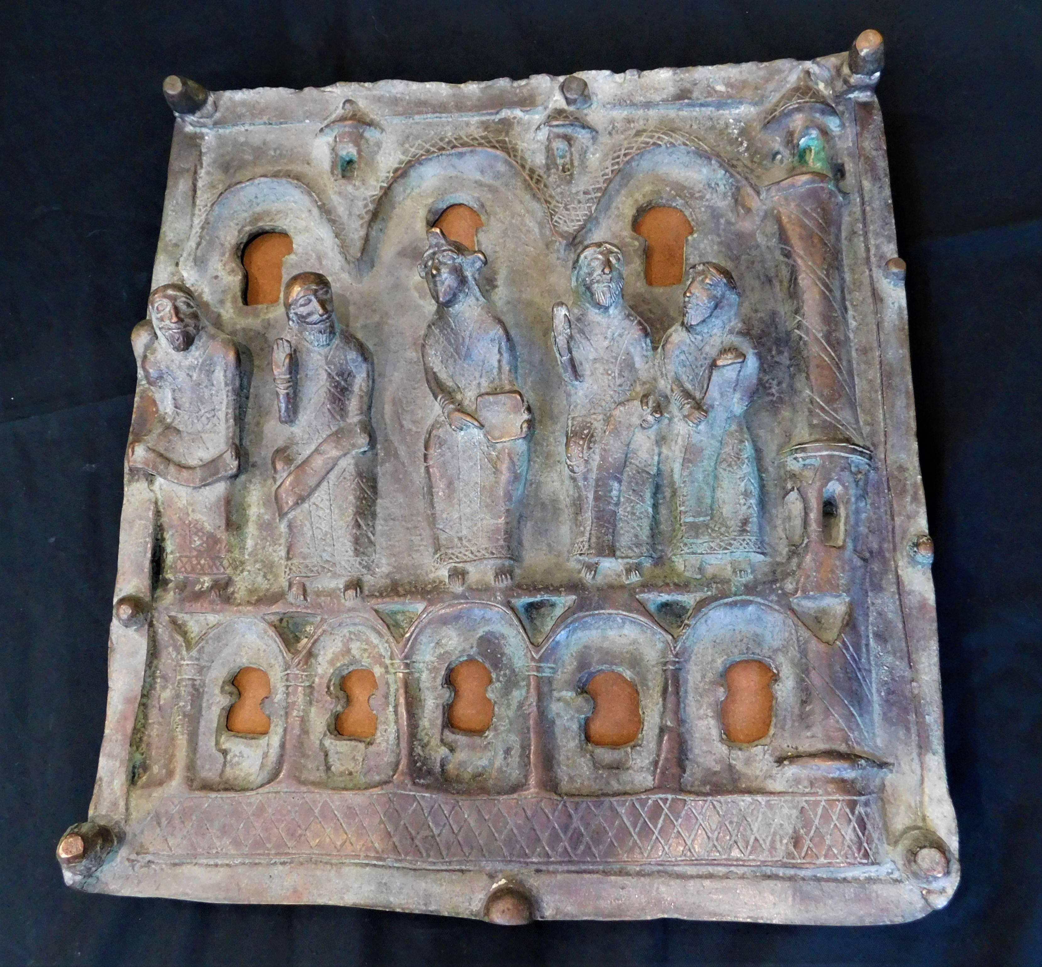 Italienische Bronze-Kirchen-Türtafel aus dem 19. Jahrhundert „Jesus und Diciples“, Ortisei Italien (Klassisch-römisch) im Angebot