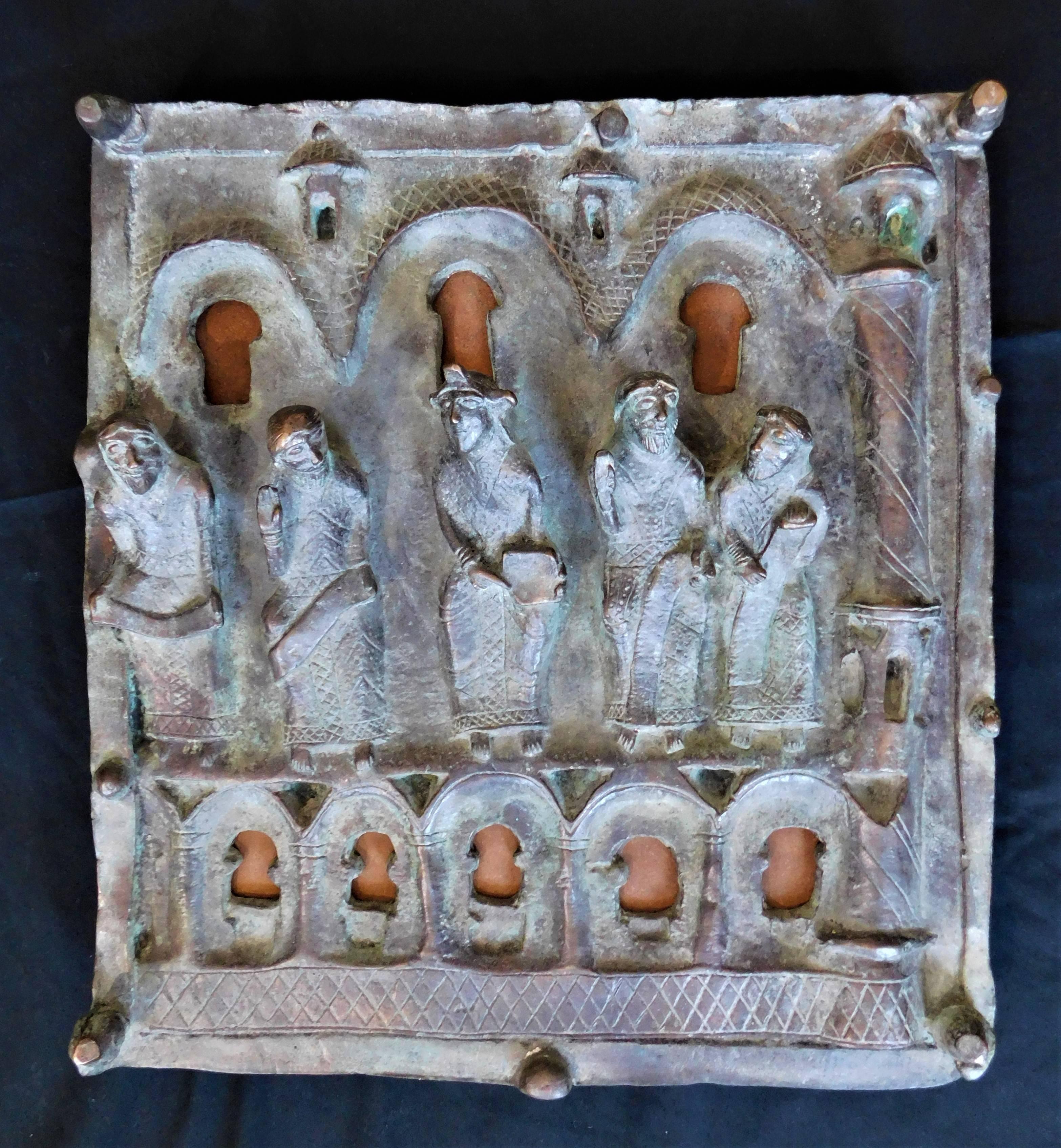 Italienische Bronze-Kirchen-Türtafel aus dem 19. Jahrhundert „Jesus und Diciples“, Ortisei Italien im Angebot 2