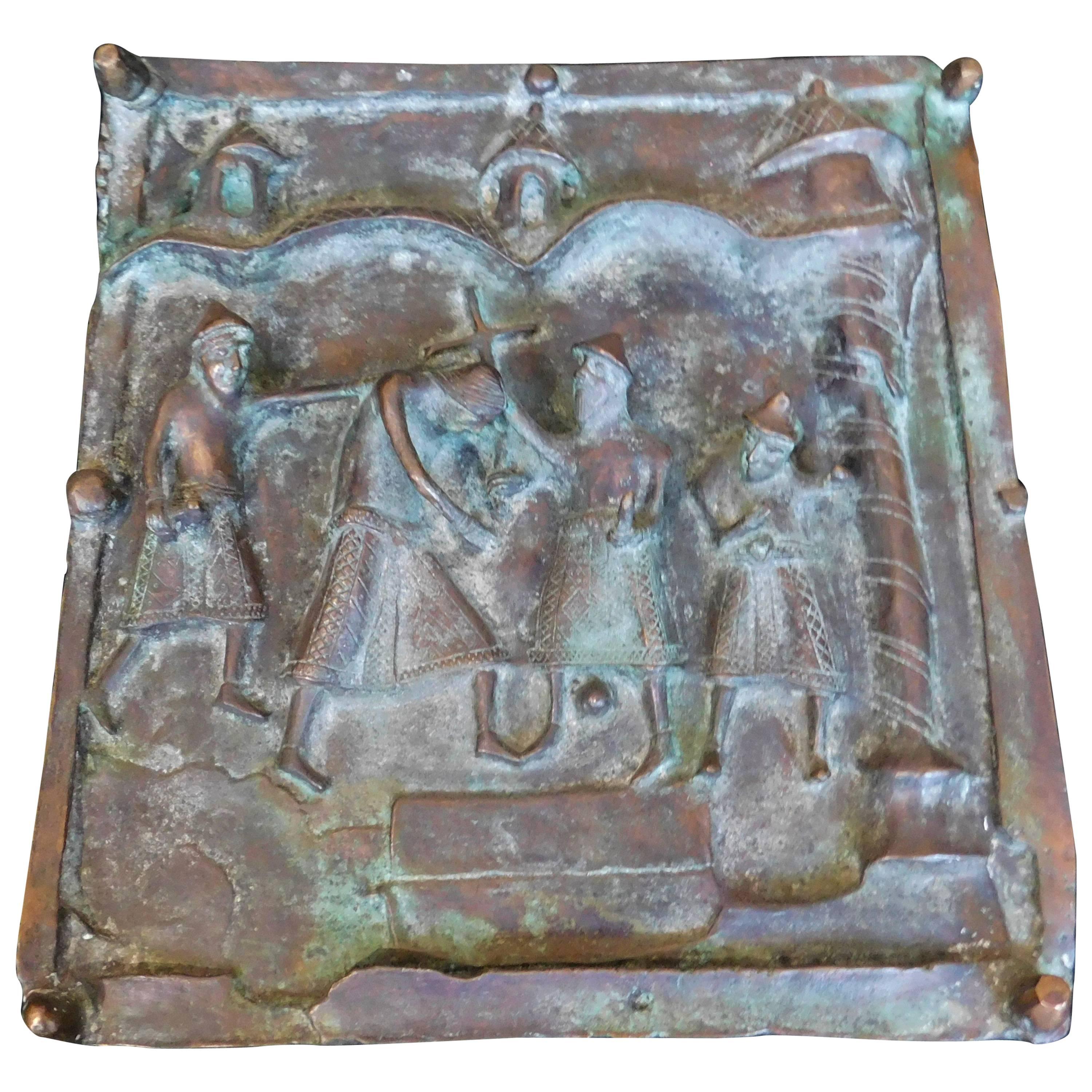 19th Century Italian Bronze Church Door Panel "Stations of the Cross" Ortisei For Sale