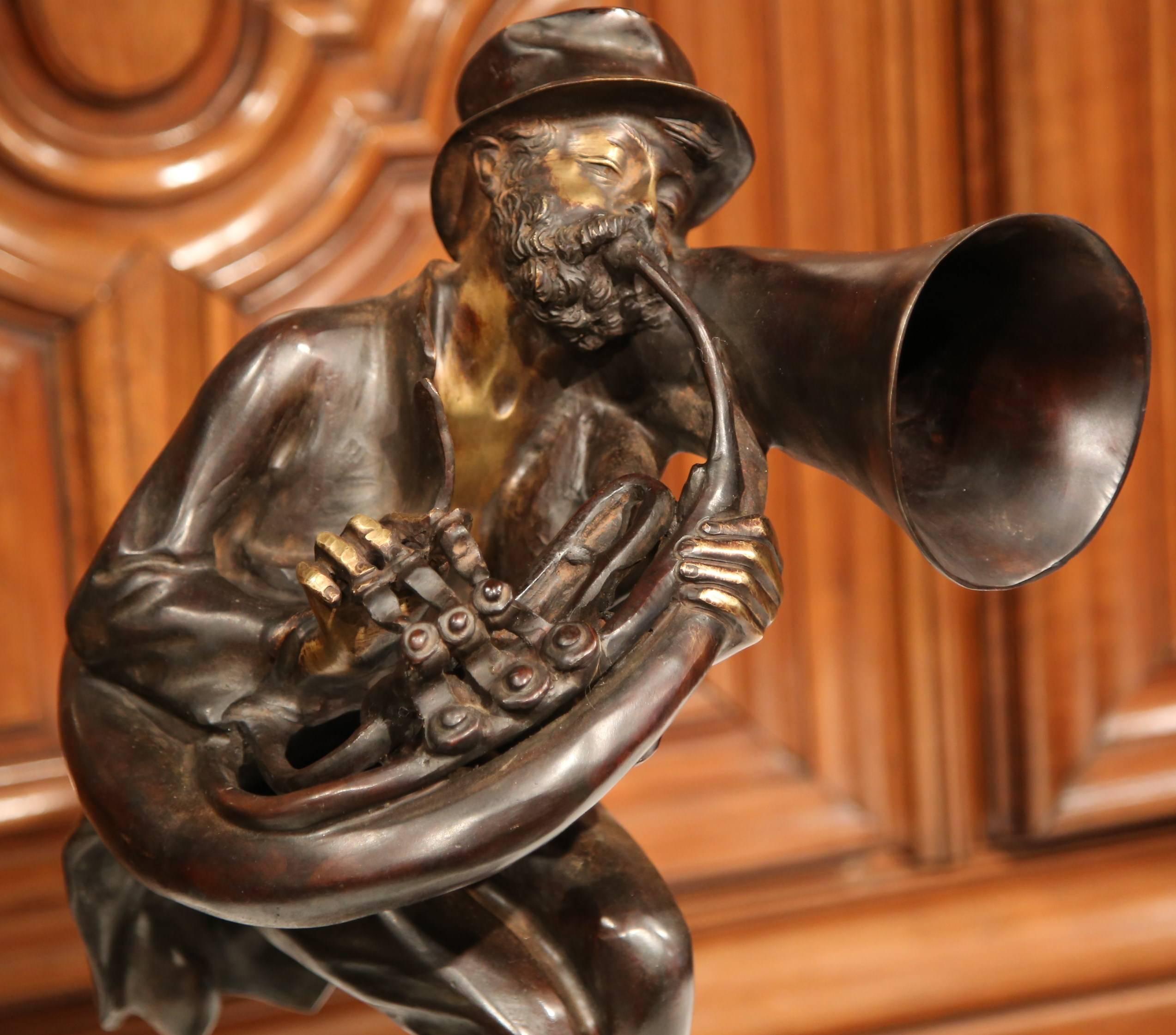 19th Century Italian Bronze Jazz Player Sculpture 