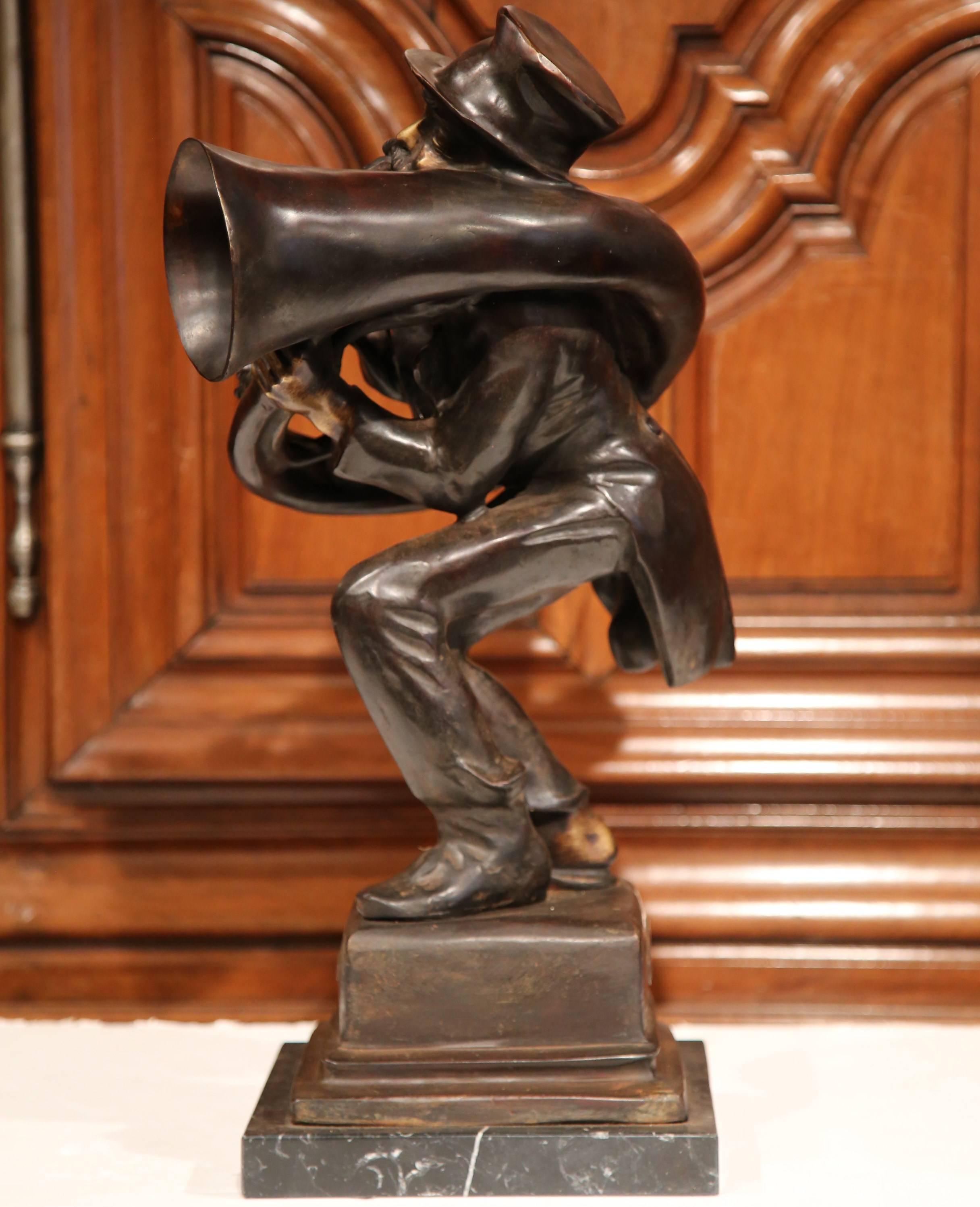 19th Century Italian Bronze Jazz Player Sculpture 