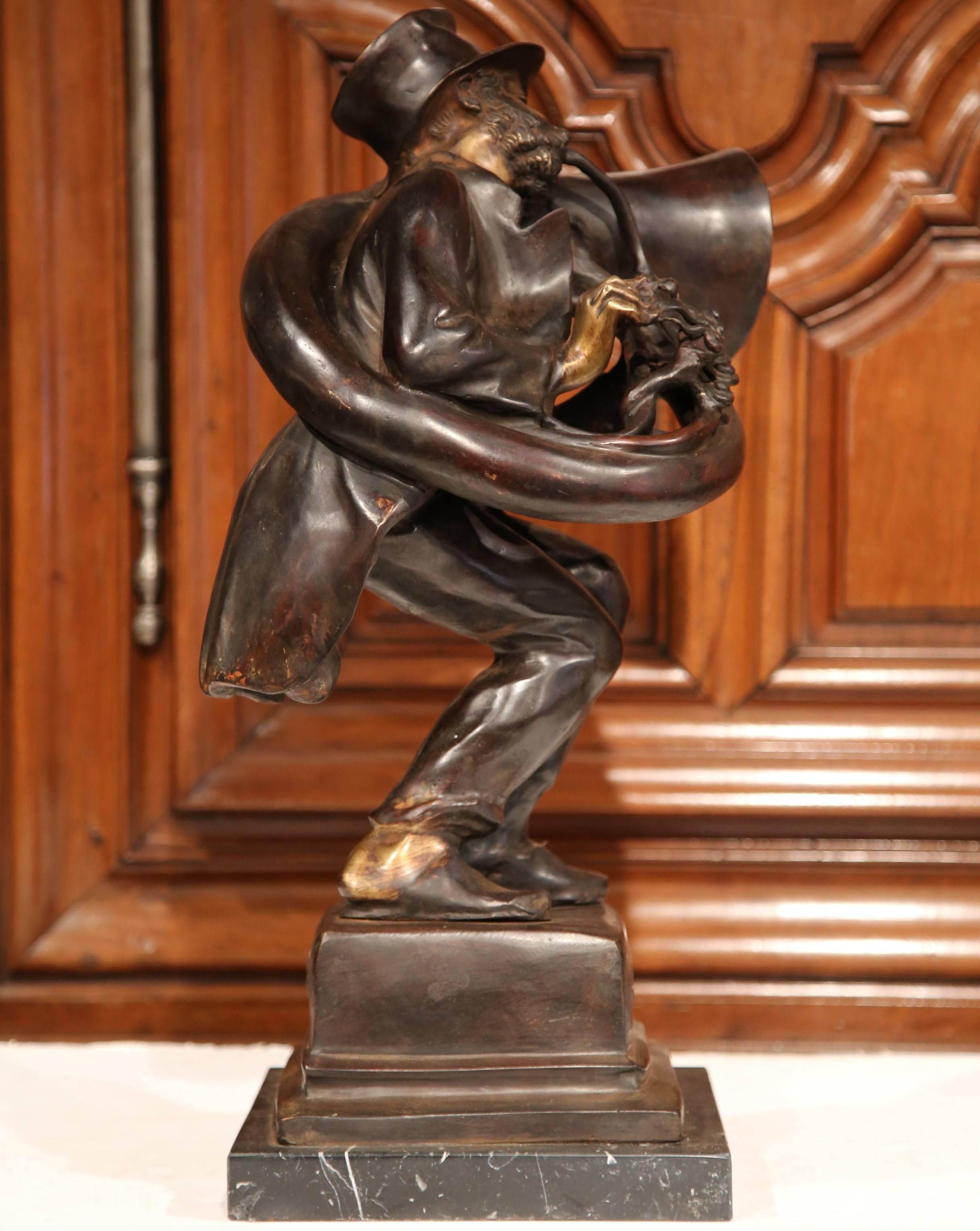 19th Century Italian Bronze Jazz Player Sculpture 