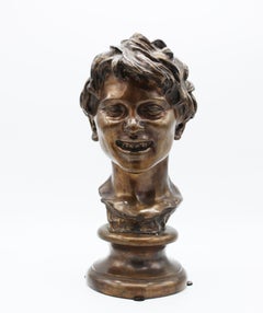 19th Century Italian Bronze Sculpture of Young Boy Signed by Vincenzo Gemito