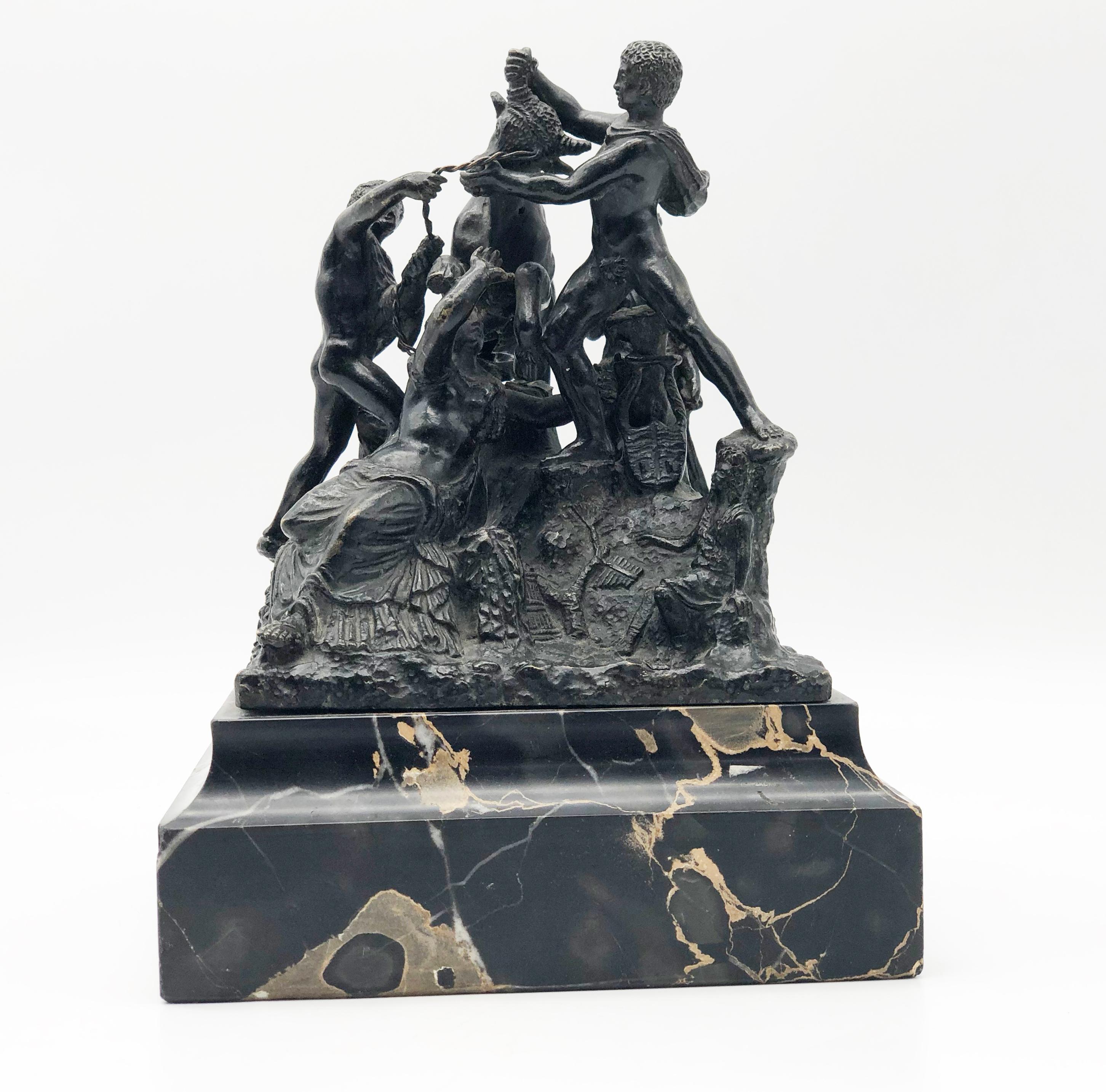 This is a scale sculpture after the antique made by Luigi Righetti a famous and important roman sculptor, of the famous roman Farnese Bull, formerly in the Farnese collection in Rome. Sculptor, goldsmith and bronze worker, Righetti trained with