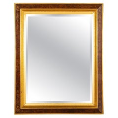 19th Century Italian Burl And Giltwood Frame With Beveled Glass Mirror