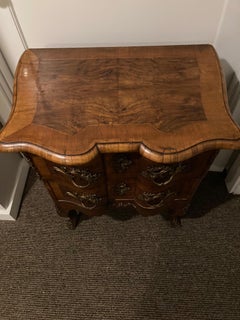 19th Century, Italian Burl Walnut and Walnut Inlaid & Ormolu Mounted Commode