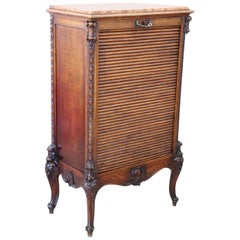 Antique 19th Century Italian Cabinet in Solid Walnut with Handmade Sliding Shutter Door