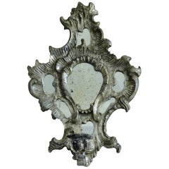 19th Century Italian Candle Sconces Silvered Carved Wood