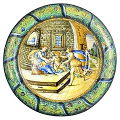 19th Century, Italian Cantagalli Maiolica Charger with Istoriato Scene - 9in