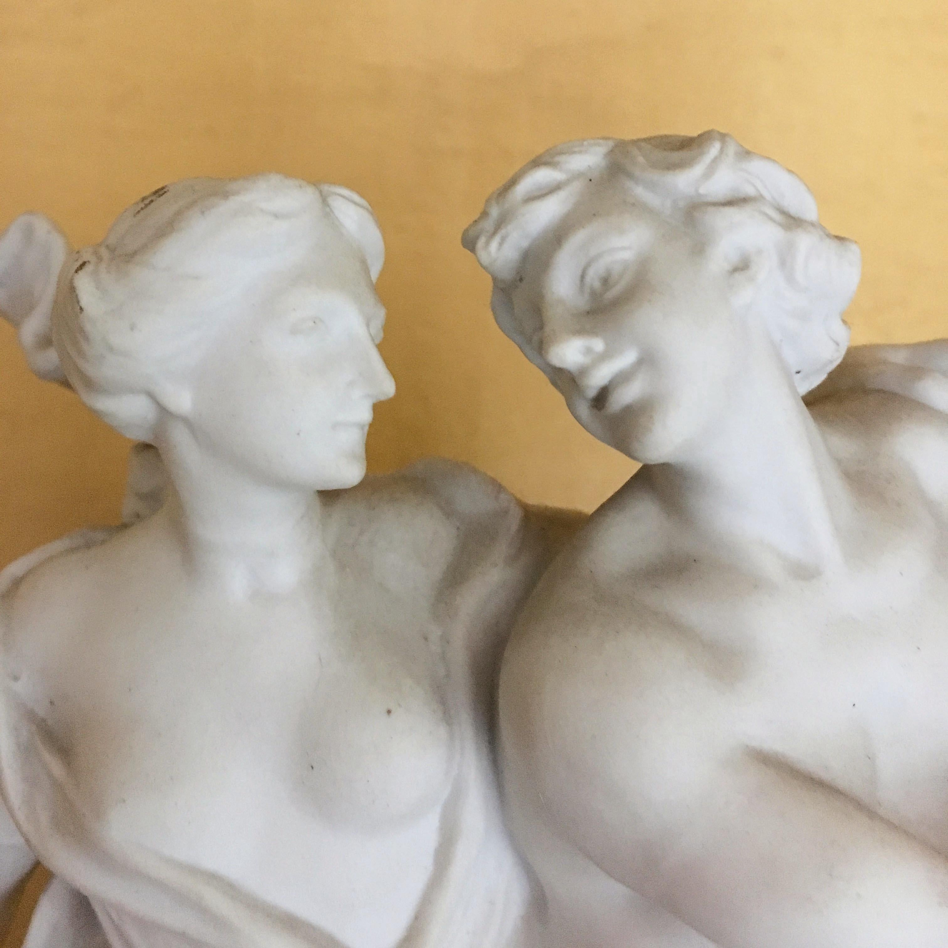 19th Century Italian Capodimonte Biscuit Porcelain Sculpture Depicting a Couple For Sale 10