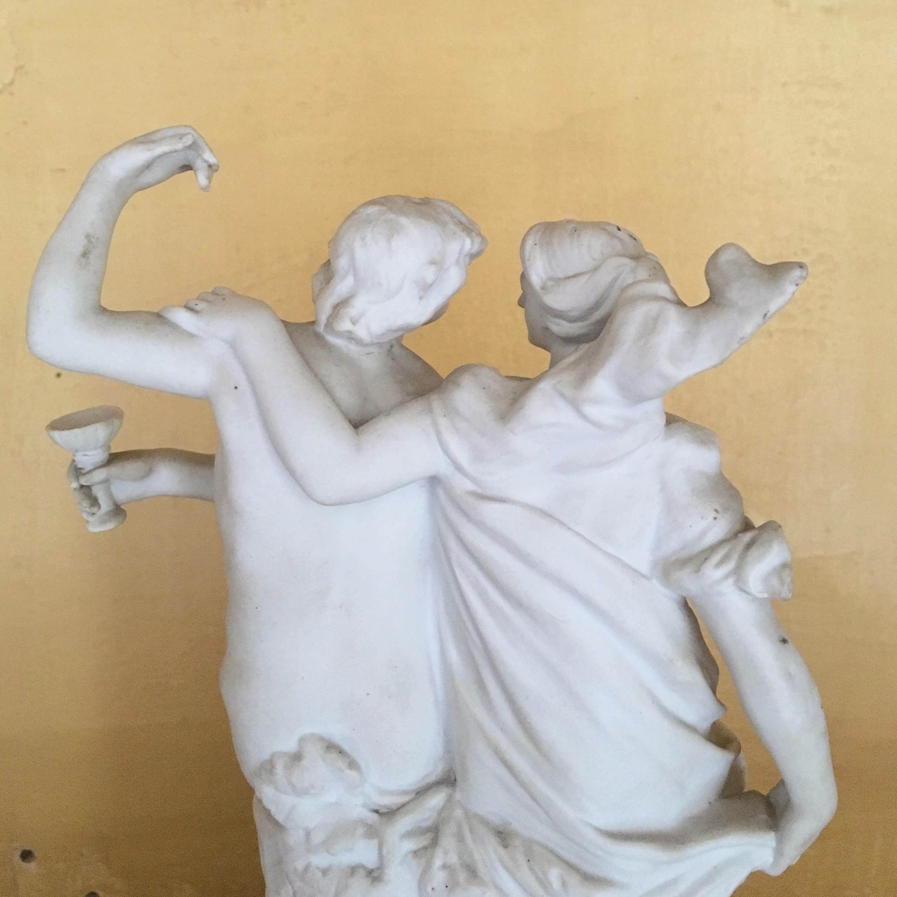 19th Century Italian Capodimonte Biscuit Porcelain Sculpture Depicting a Couple For Sale 12