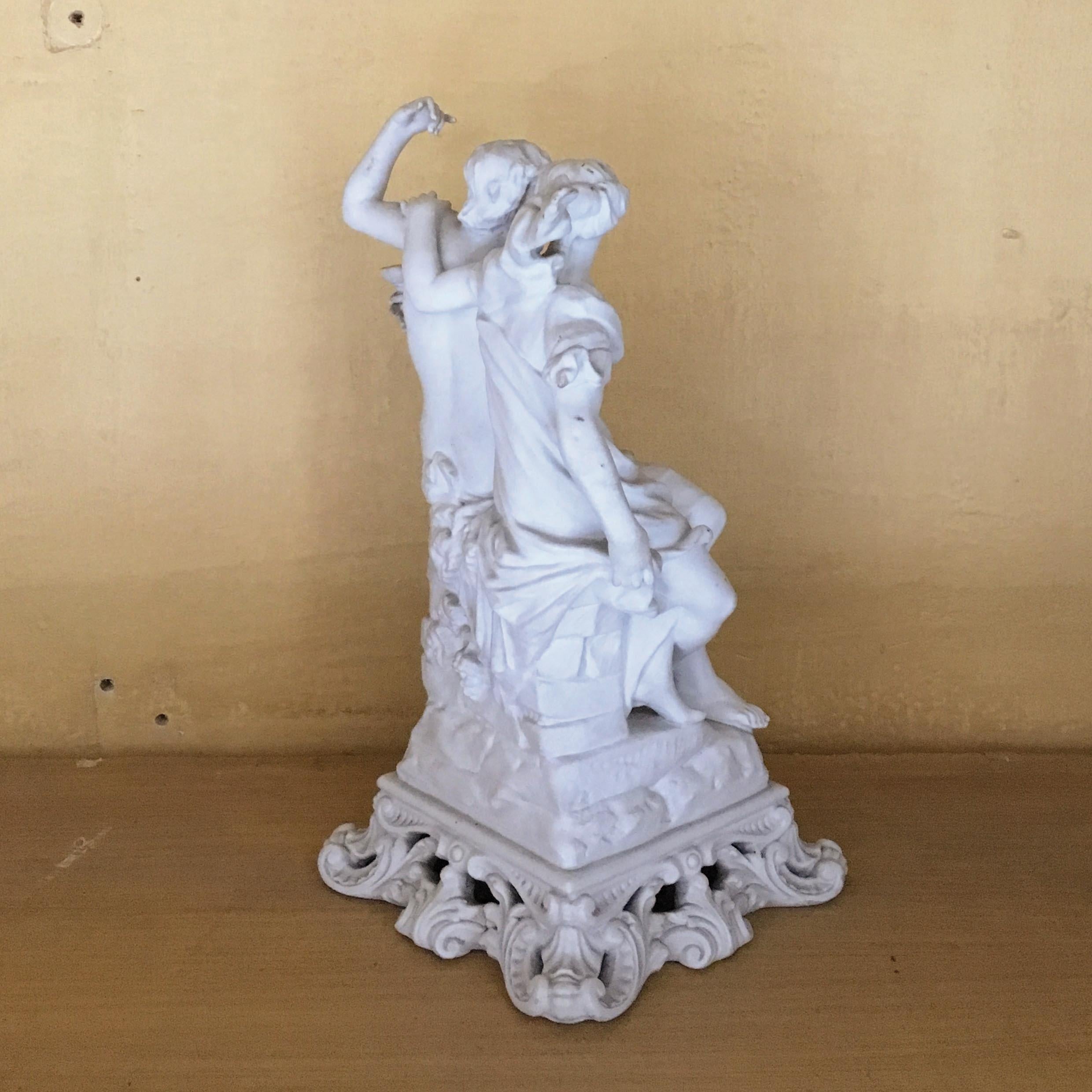 19th Century Italian Capodimonte Biscuit Porcelain Sculpture Depicting a Couple For Sale 2
