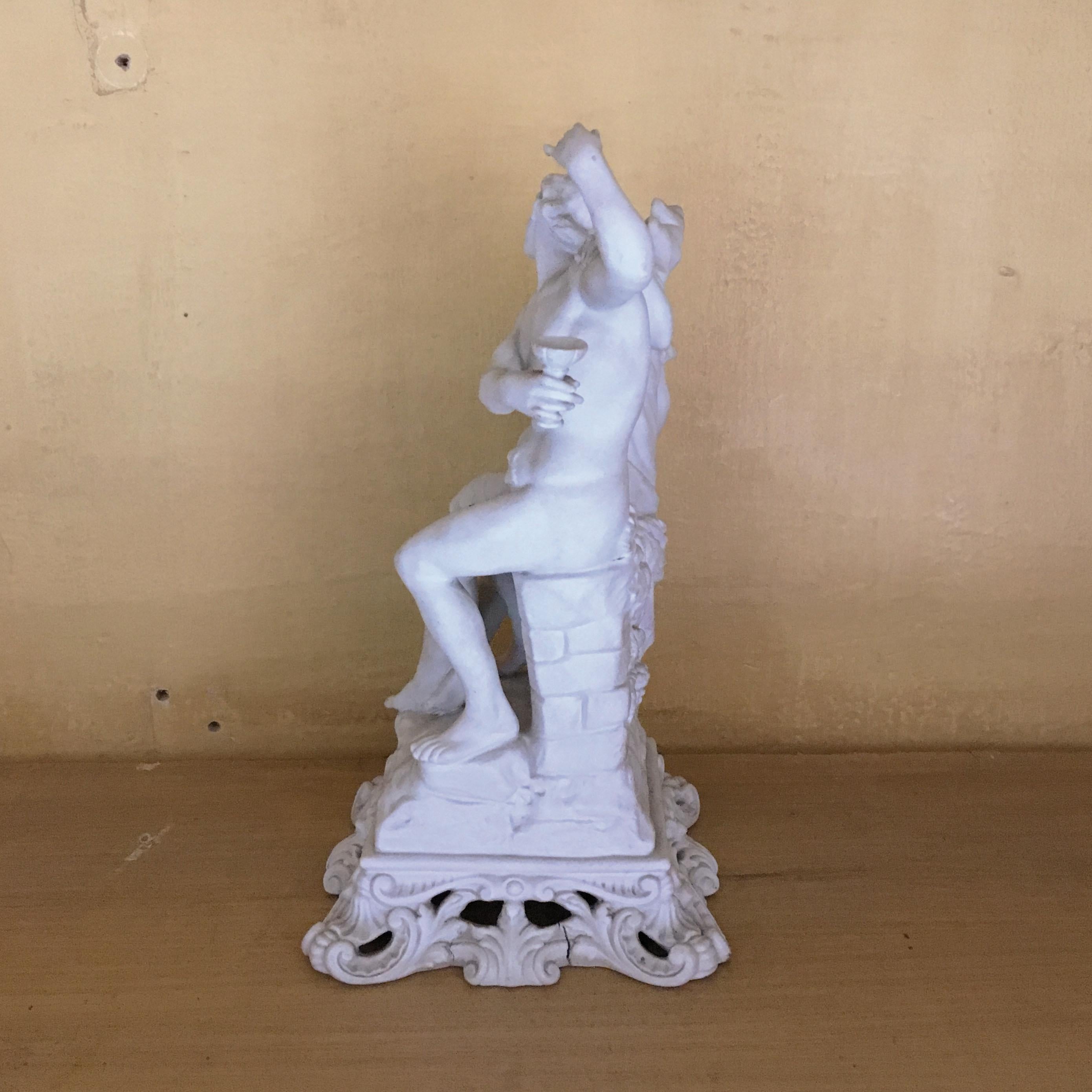 19th Century Italian Capodimonte Biscuit Porcelain Sculpture Depicting a Couple For Sale 5