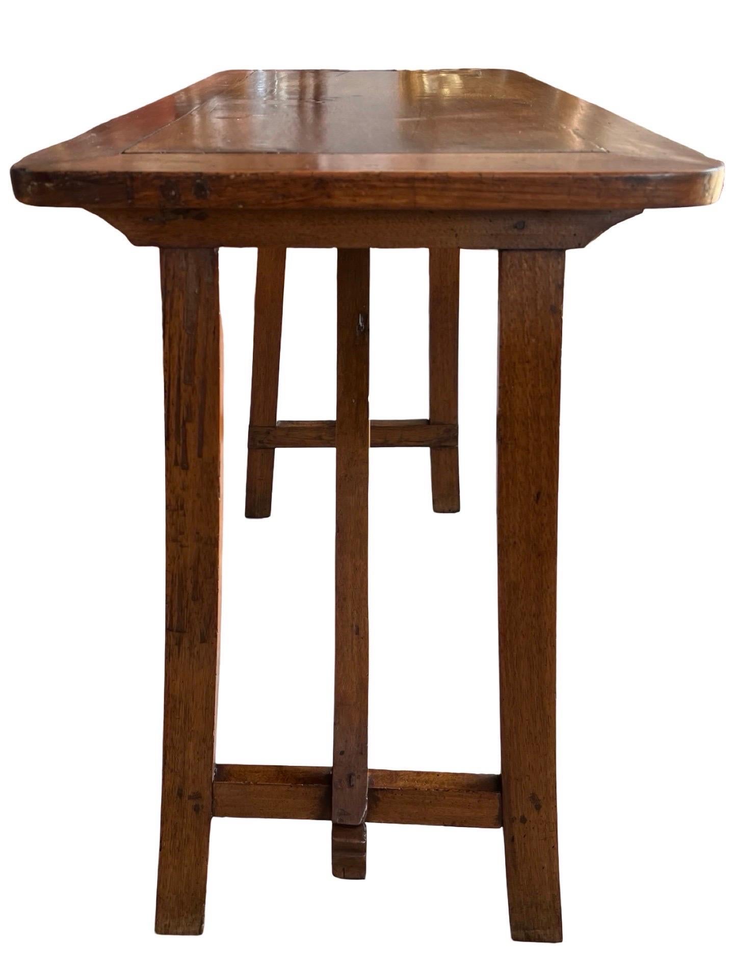 Walnut 19th Century Italian Capretta / Trestle Side Table For Sale