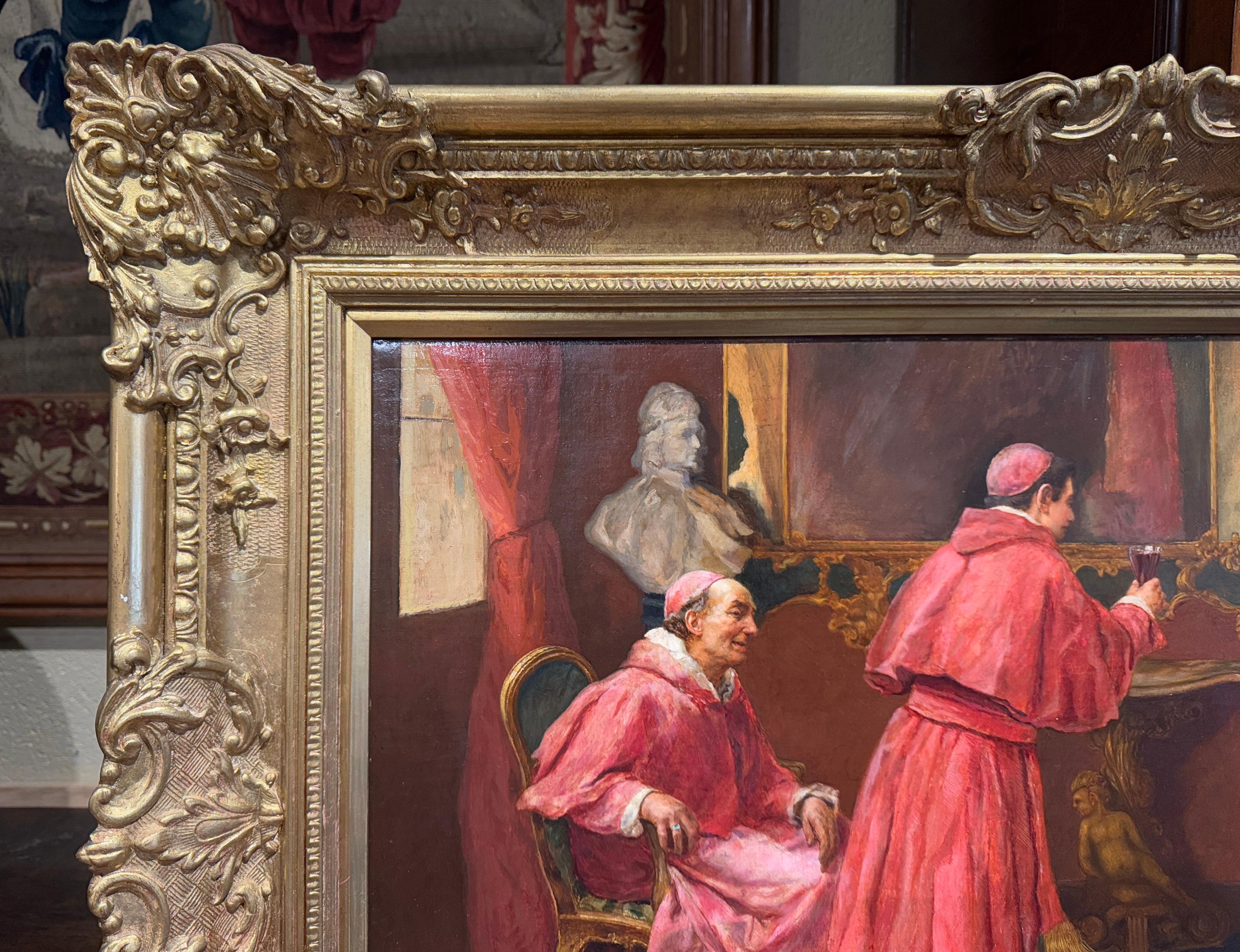 19th Century Italian Cardinal Oil Painting in Giltwood Frame Signed S. Novo For Sale 1