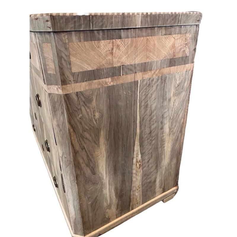 Hand-Crafted 19th Century Italian Carlo X Bleached Walnut Commode