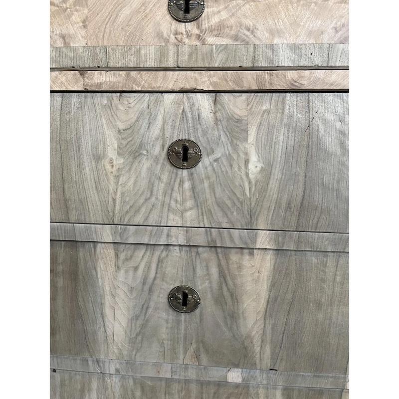 19th Century Italian Carlo X Bleached Walnut Commode 1