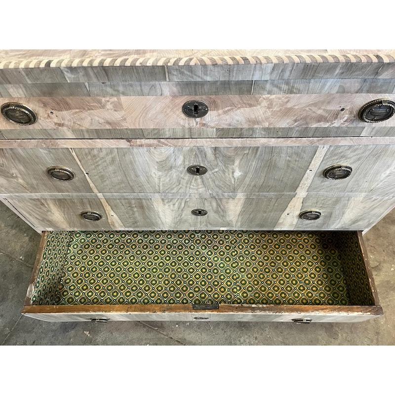 19th Century Italian Carlo X Bleached Walnut Commode 3