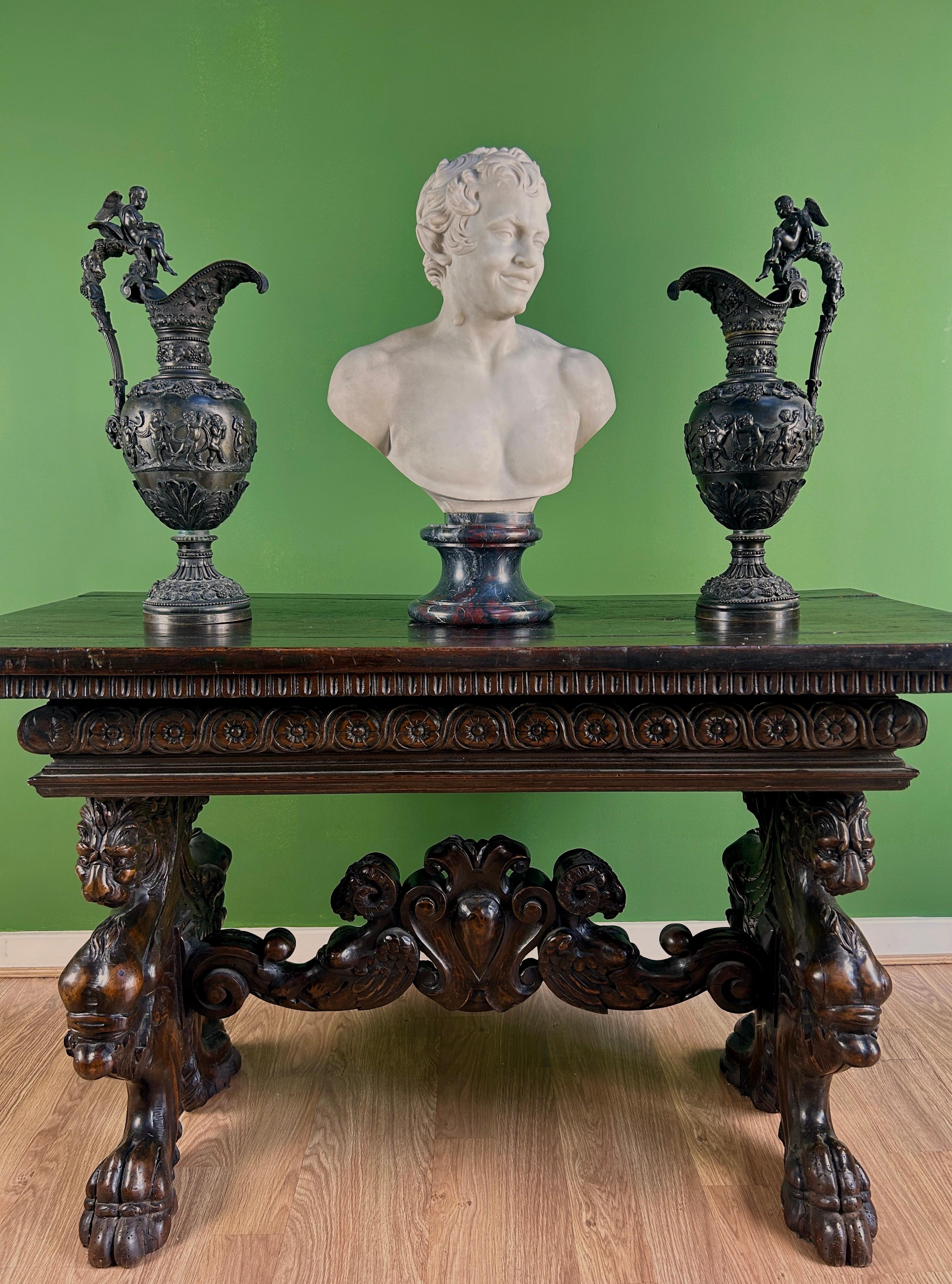 19th Century Italian Carrara Marble Bust of the Albani Faun For Sale 3