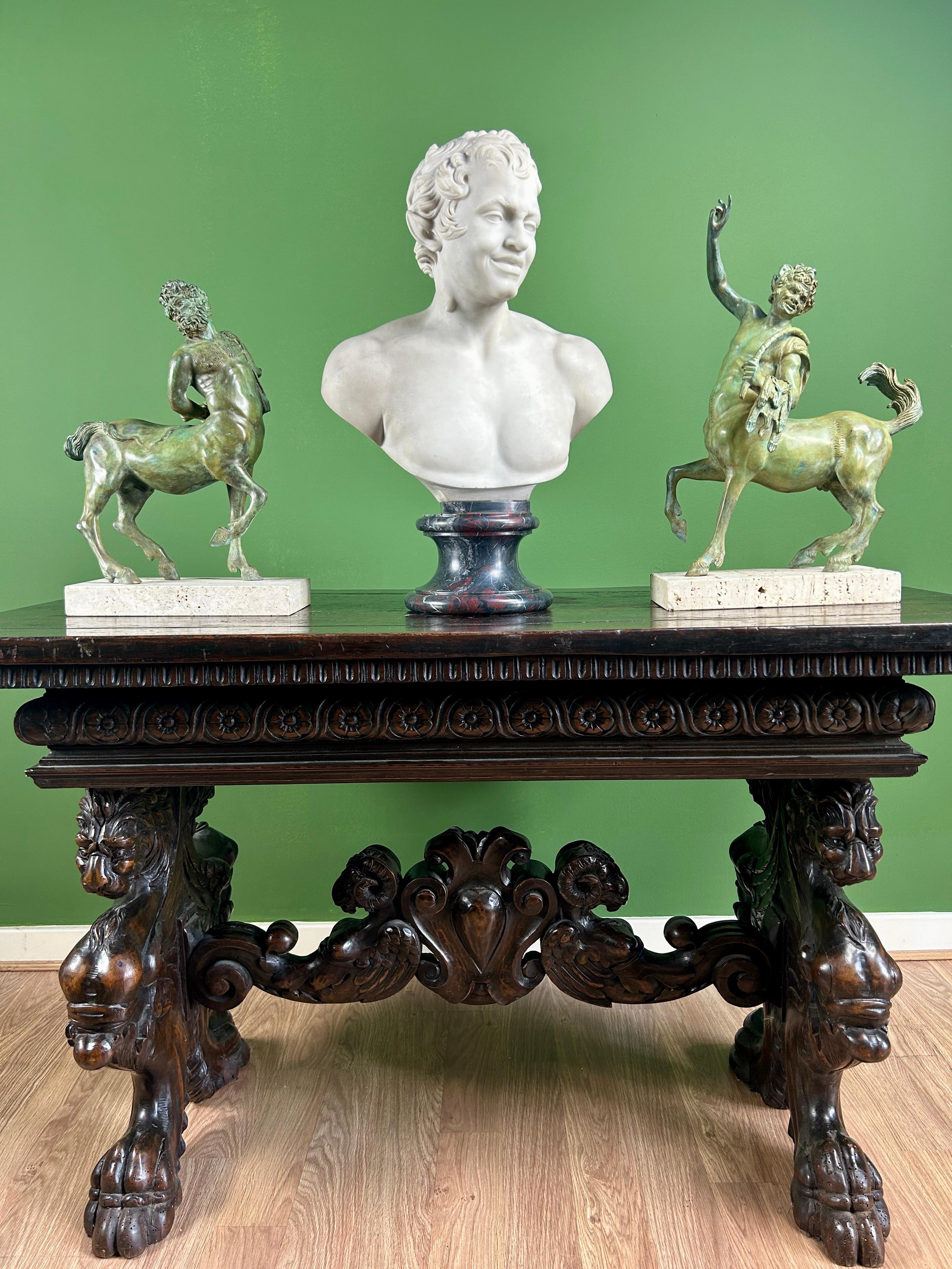 19th Century Italian Carrara Marble Bust of the Albani Faun For Sale 5