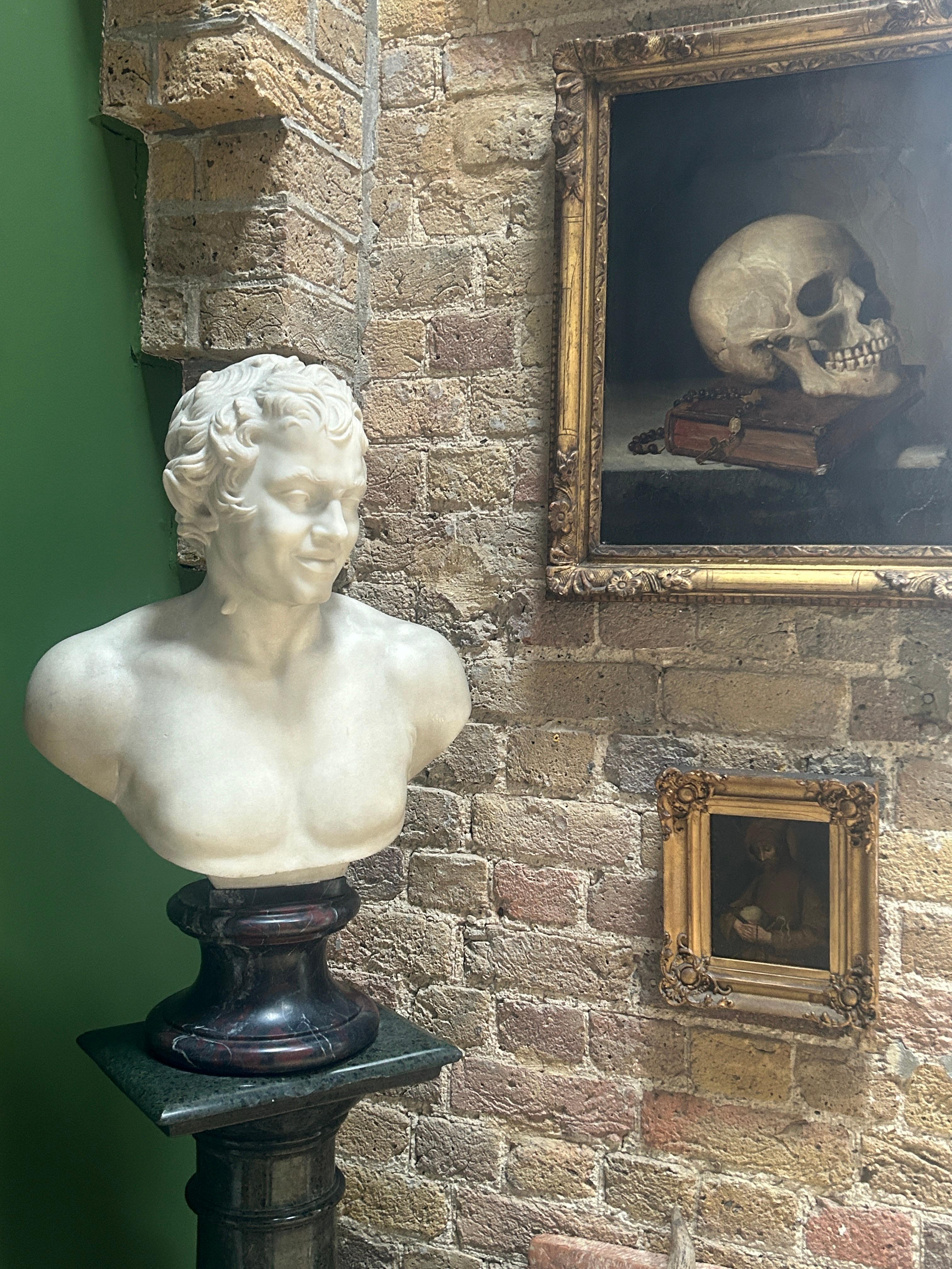 19th Century Italian Carrara Marble Bust of the Albani Faun For Sale 1