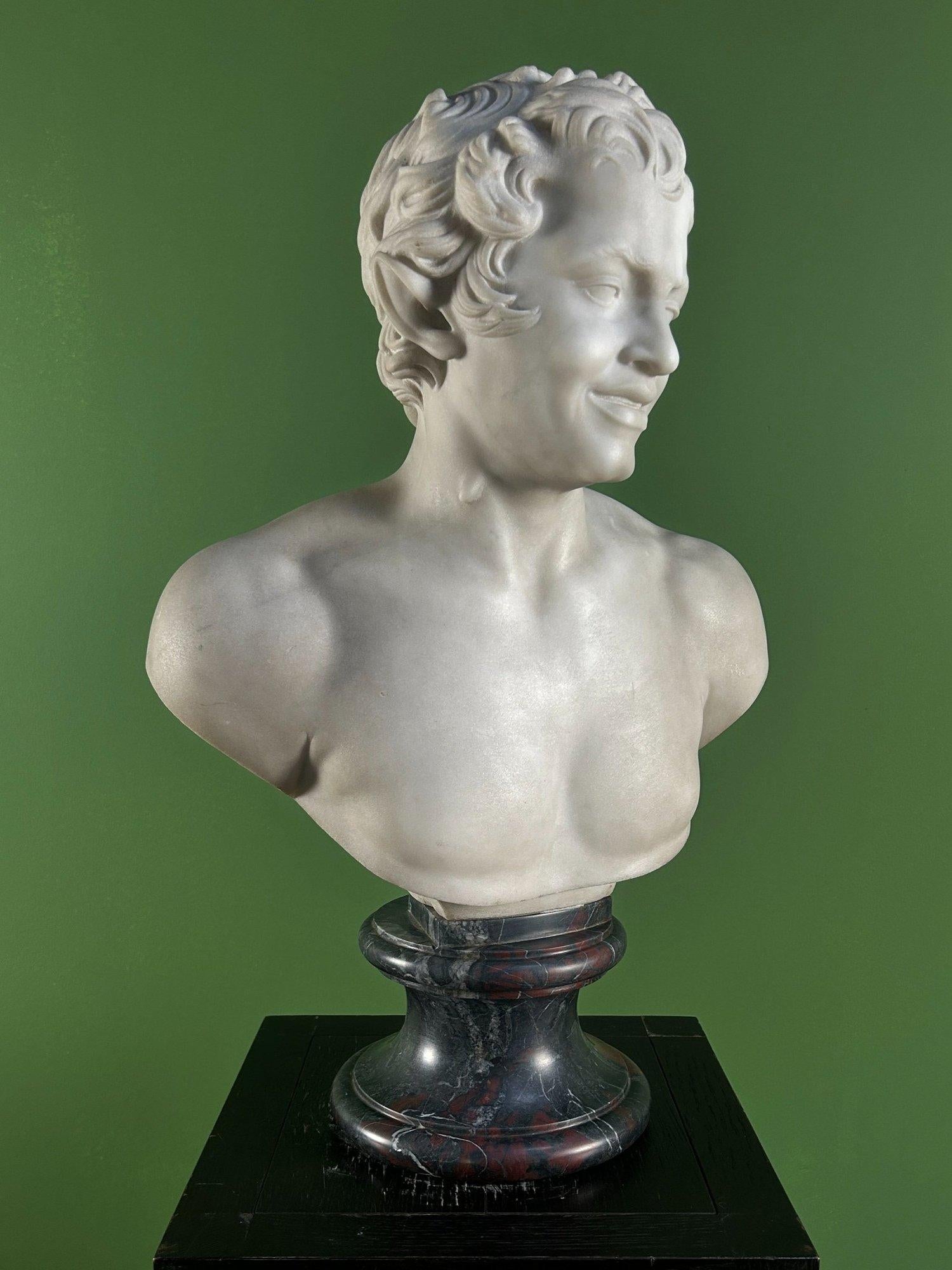 Antique Marble Bust of a Faun, Antique Marble Bust of a Satyr, Antique Marble Sculpture, Antique Marble Statue, Gothic Antique Sculpture.

Antique Italian Marble Bust of a Faun or Satyr.

A late 19th Century Italian carved Carrara marble bust, after