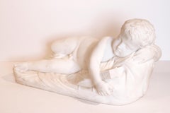 19th Century Italian Carrara Marble Cherub on a Pillow