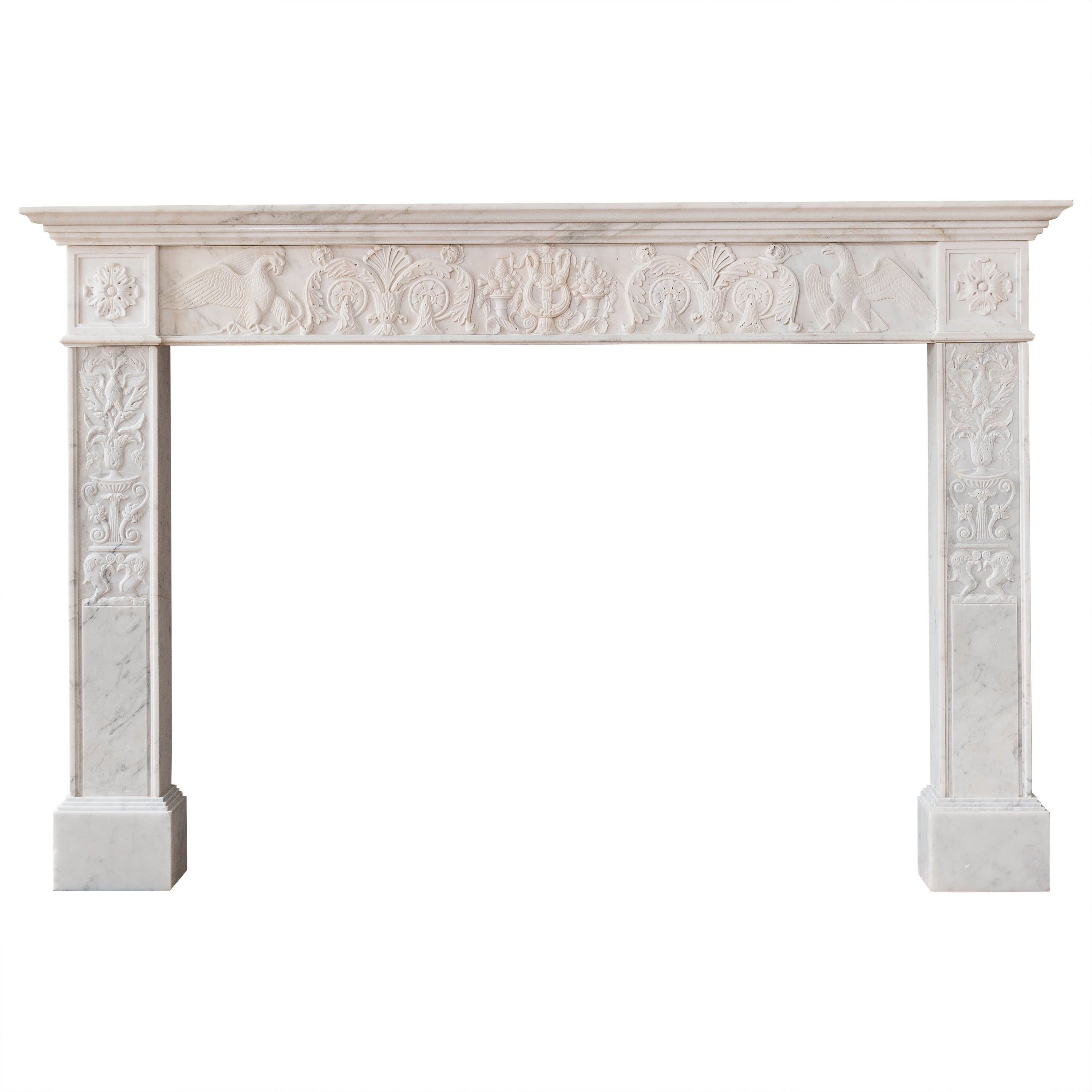 19th Century Italian Carrara Marble Chimneypiece