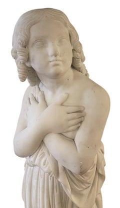 19th Century Italian Carrara Marble Classical Maiden Sculpture