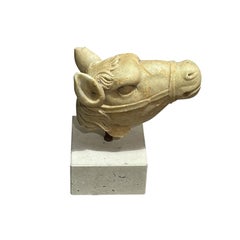 19th Century Italian Carrara Marble Horse Head - Antique Décor Sculpture