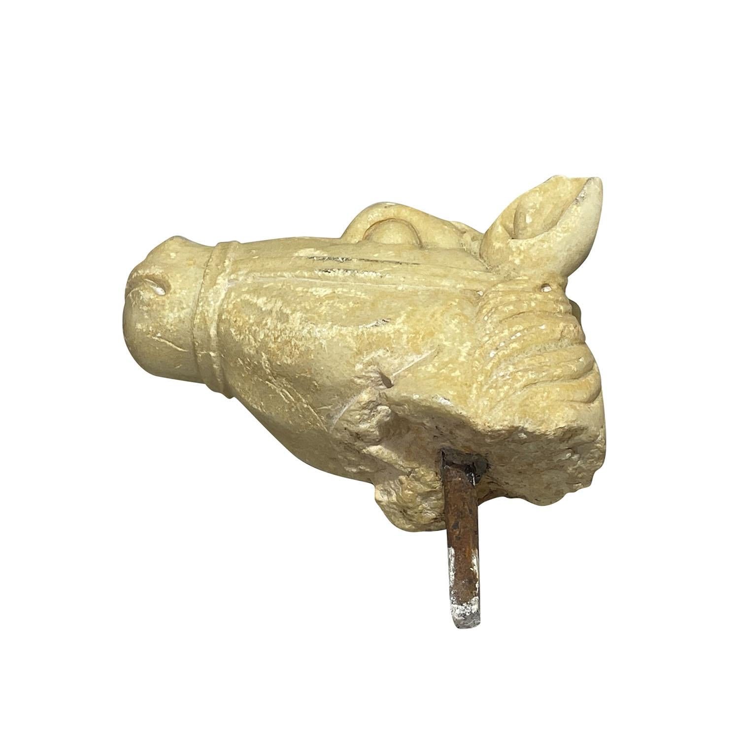 19. Jahrhundert Italienischer Carrara Marmor Pferdekopf - Antike Dekoration Skulptur im Angebot 2