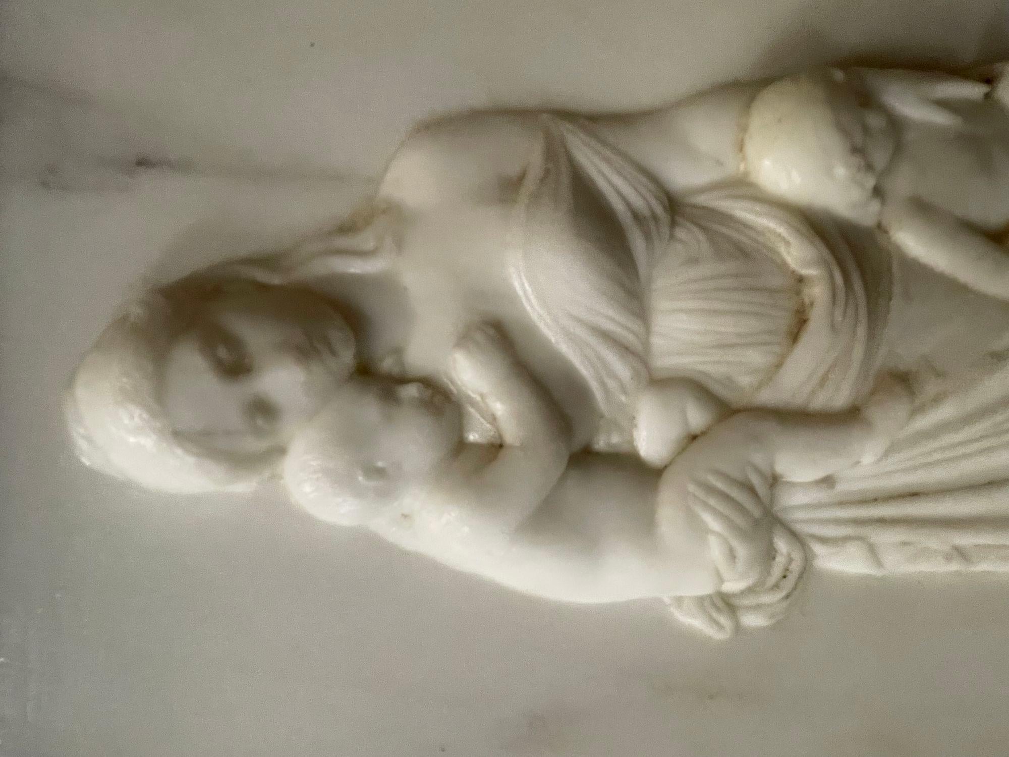 19th Century Italian Carrara Marble Pedestal, Neoclassical Carvings, Figural For Sale 5