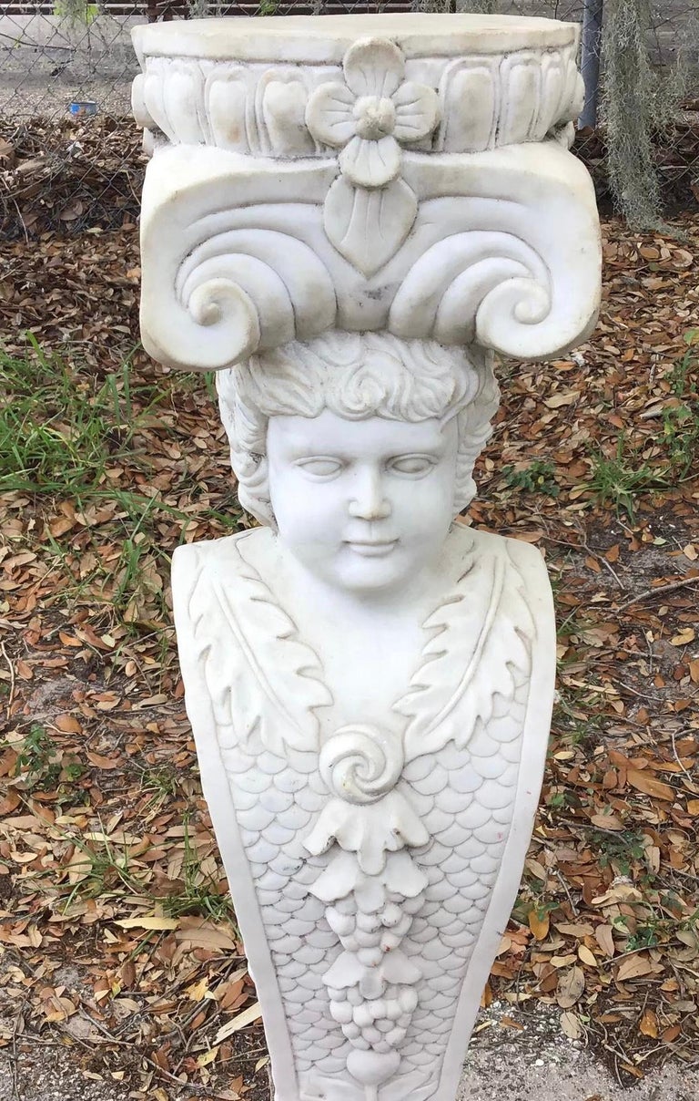 19th Century Italian Carrera Marble Pedestal For Sale at 1stDibs