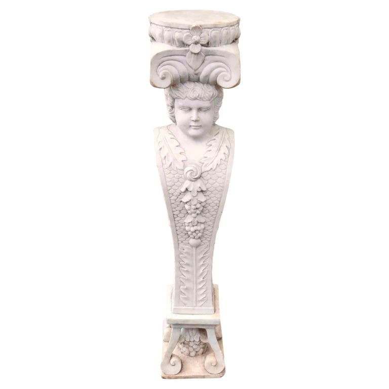 19th Century Italian Carrera Marble Pedestal For Sale at 1stDibs