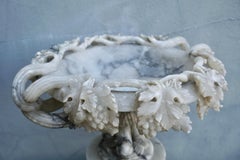 19th Century Italian Carved Alabaster Compote Centerpiece with Dolphins