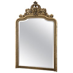 Antique 19th Century Italian Carved and Gilded Wood Large Wall Mirror