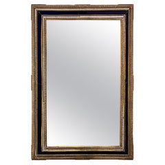 19th Century Italian Carved and Gilt Wood Mirror with Cobalt Border