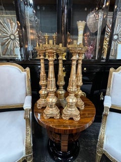 19th Century Italian Carved and Giltwood Altar Sticks