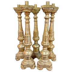 19th Century Italian Carved and Giltwood Altar Sticks