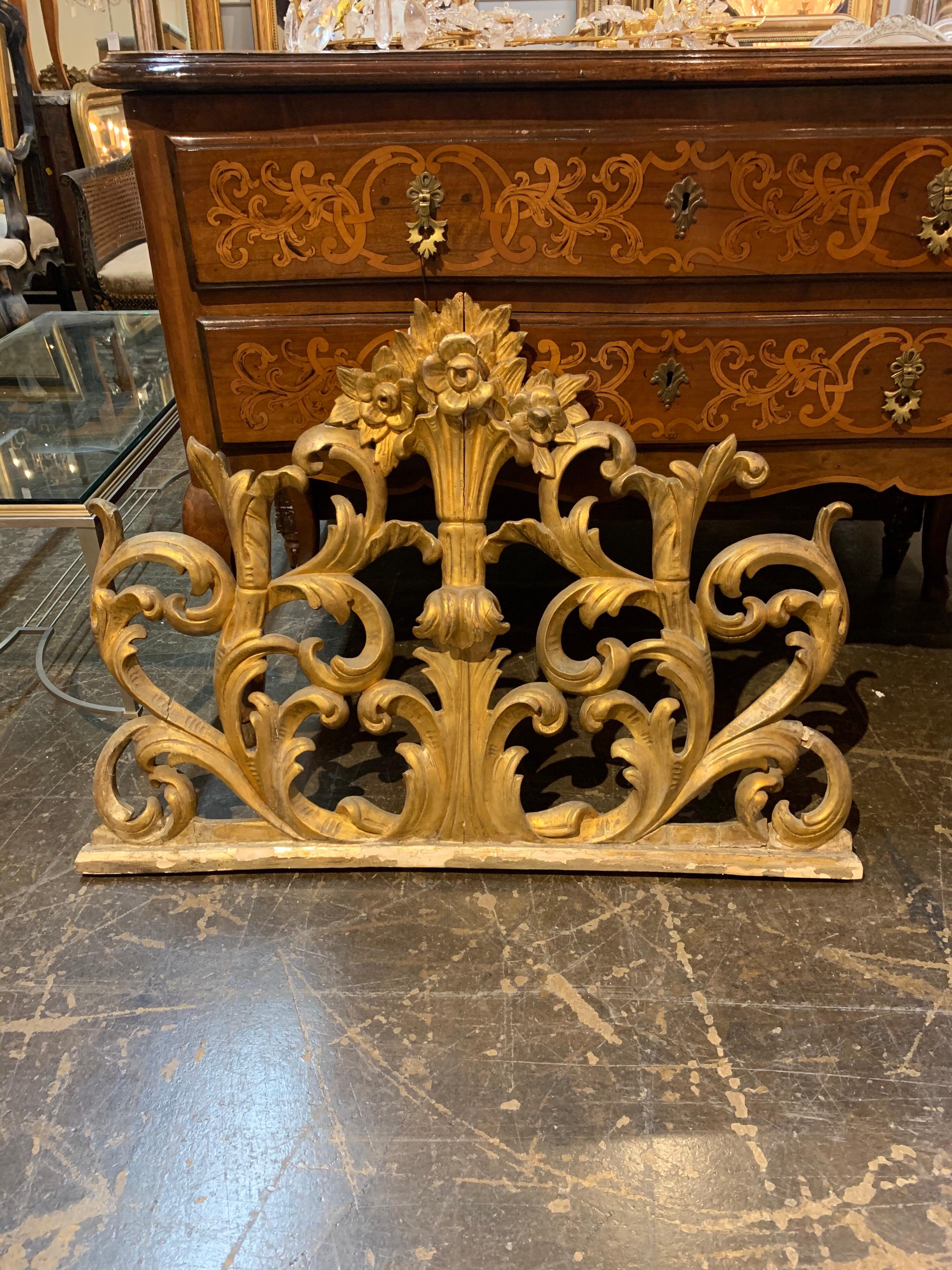 Very fine 19th century Italian carved and giltwood architectural fragments. The carving and gilt on these are exceptional. Adds an elegant touch to a fine home!
Note: Sold per item. There are 2 available