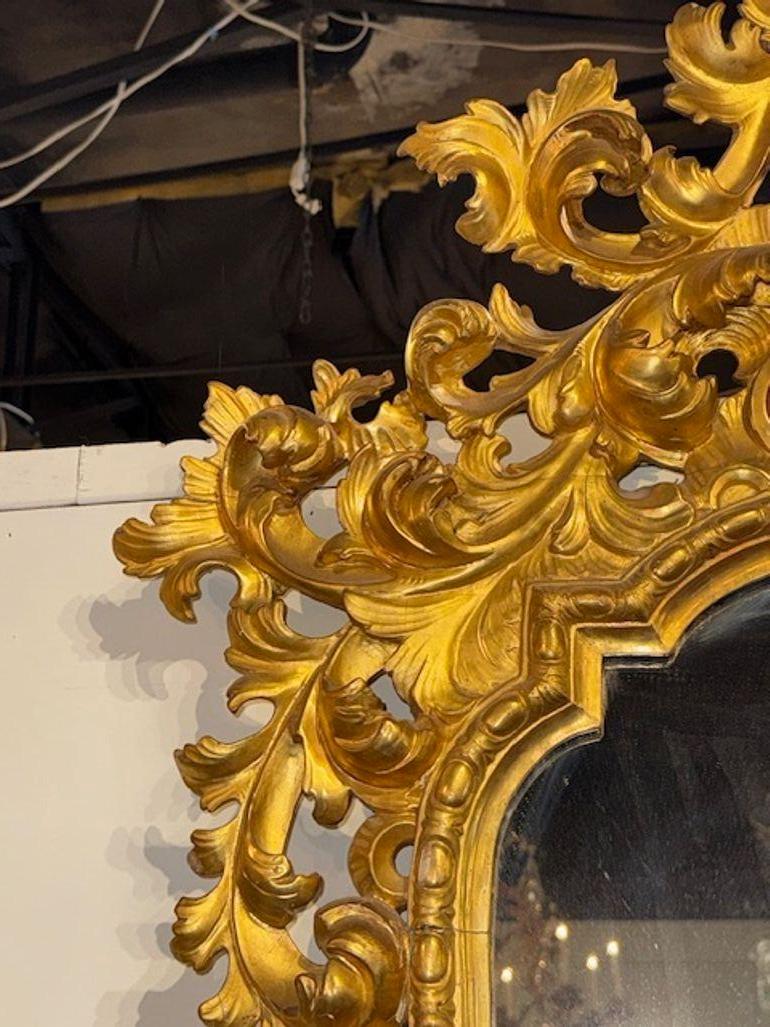 Sculpté Miroir Florentine italien du 19e siècle en bois sculpté et doré en vente