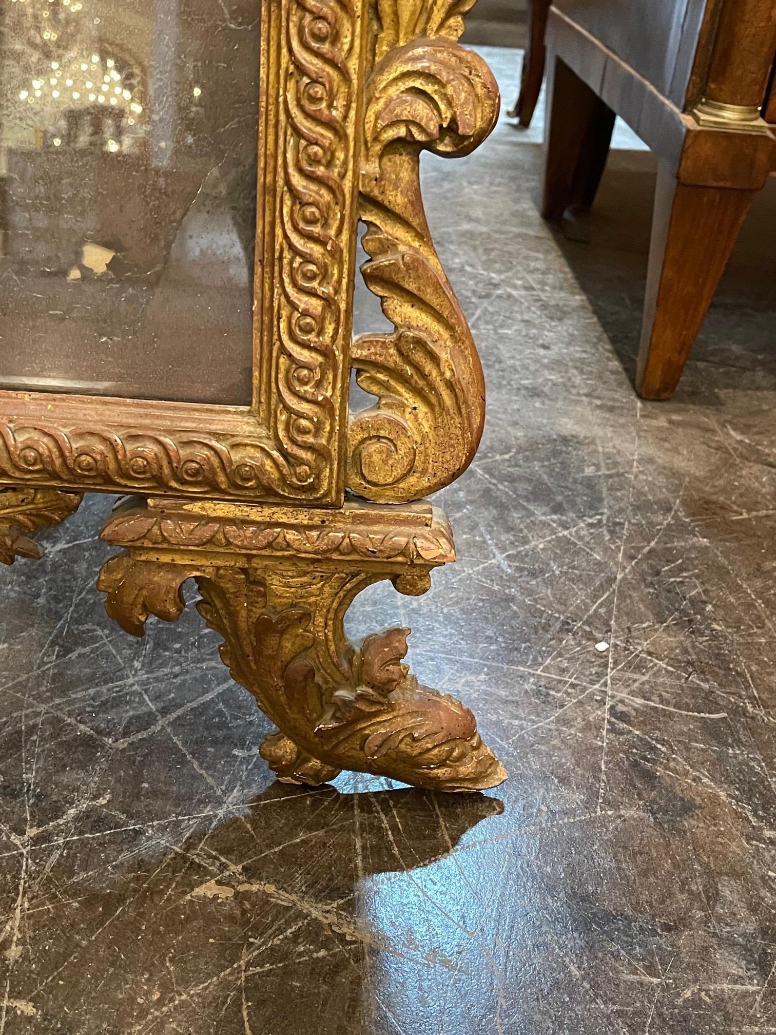 19th Century Italian Carved and Giltwood Mirror 3